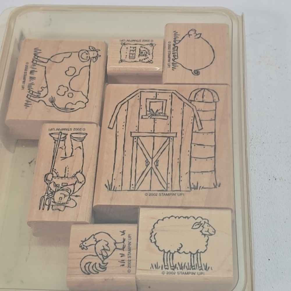 Stampin' Up! On the‎ Farm Stamp Set Of 7 Wood Mounted 2002